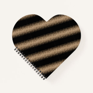 Elegantes Schwarz- und Gold-Glitter-Ombre Notizbuch