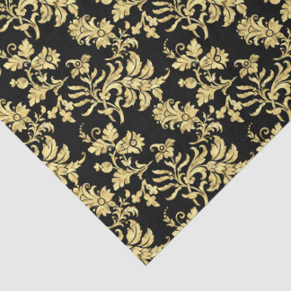 Elegantes Schwarz- und Gold-gotisches Blumenmuster Seidenpapier