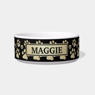 Elegantes Schwarz- und Gold-Haustier Napf