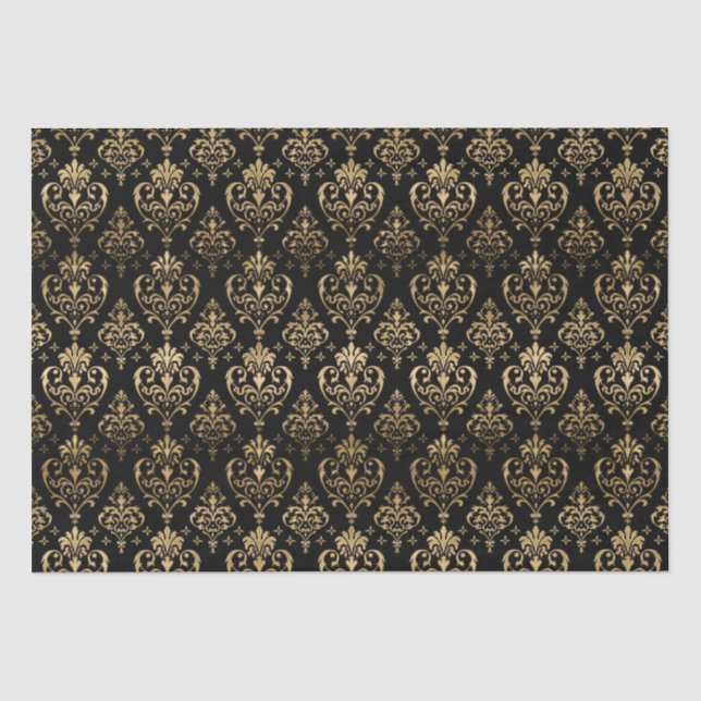 Elegantes Schwarz und Gold Herzchen Valentine's Da Seidenpapier (Vorderseite)