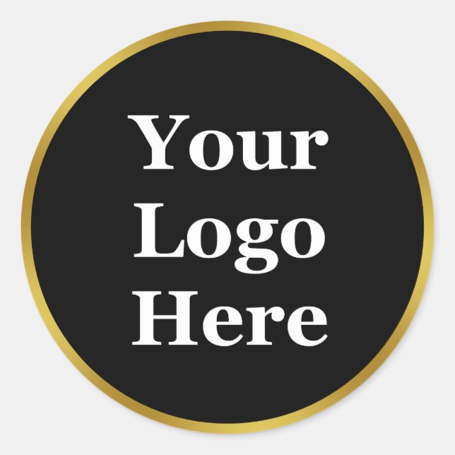 Elegantes Schwarz und Gold-Logo hier Vorlage Runder Aufkleber (Vorderseite)