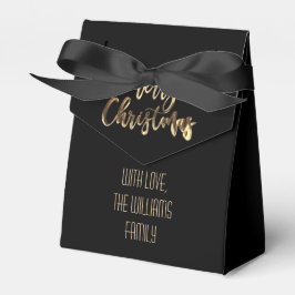 Elegantes Schwarz und Gold Look Script Frohe Weihn Geschenkschachtel