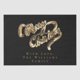 Elegantes Schwarz und Gold Look Script Frohe Weihn Seidenpapier