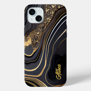 Elegantes Schwarz und Gold marmoriert Case-Mate iPhone Hülle