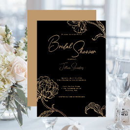 Elegantes Schwarz und Gold, Modernes Brautparty Einladung