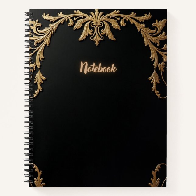 Elegantes Schwarz und Gold Notizbuch (Vorderseite)