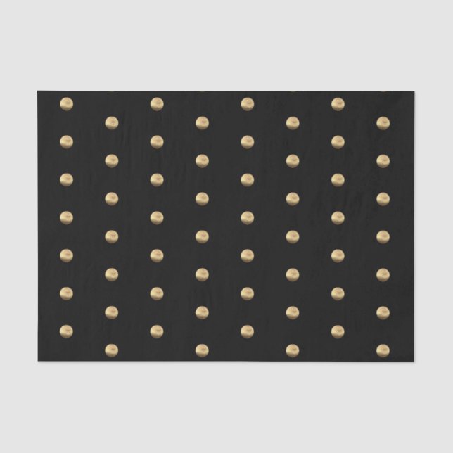 Elegantes Schwarz und Gold Polka Dots Muster Chic Seidenpapier (Vorderseite)