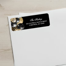 Elegantes Schwarz- und Gold-Rücksendeetikett