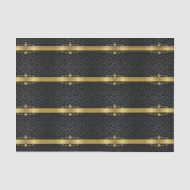 Elegantes Schwarz und Gold Seidenpapier (Vorderseite)