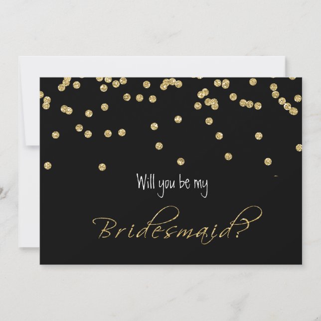 Elegantes Schwarz und Gold Werden Sie meine Brides Einladung (Vorderseite)