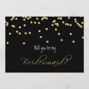 Elegantes Schwarz und Gold Werden Sie meine Brides Einladung