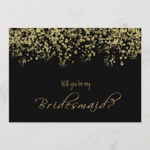Elegantes Schwarz und Gold Werden Sie meine Brides Einladung