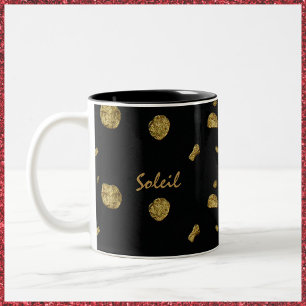 Elegantes Schwarz und Gold Zweifarbige Tasse