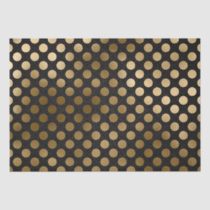 Elegantes Schwarz- und Goldfolie-Punkte-Muster Seidenpapier