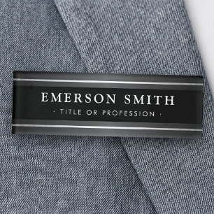 Elegantes Schwarz und Grau modern Namenschild