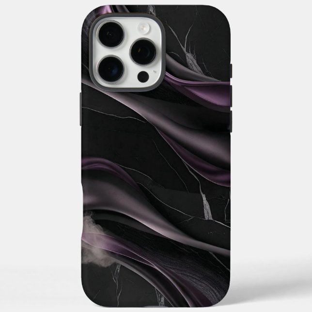 Elegantes Schwarz und Lila abstraktes Design iPhone 16 Pro Max Hülle (Rückseite)