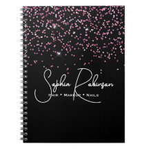Elegantes Schwarz- und Rosa-Glitter-Salon-Geschäft
