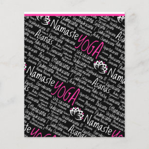Elegantes Schwarz und Rosa Yoga Yogi Asanas Design Flyer