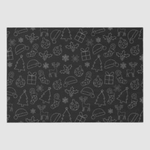 Elegantes Schwarz- und Silber-Glitter-Weihnachtsmu Seidenpapier