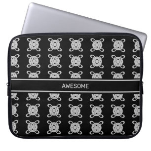 Elegantes Schwarz- und Silber-Grau-Kreis-Muster Laptopschutzhülle