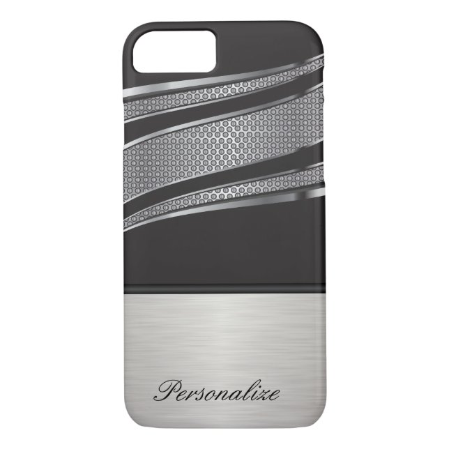 Elegantes Schwarz und Silver Chrome Mesh Case-Mate iPhone Hülle (Rückseite)