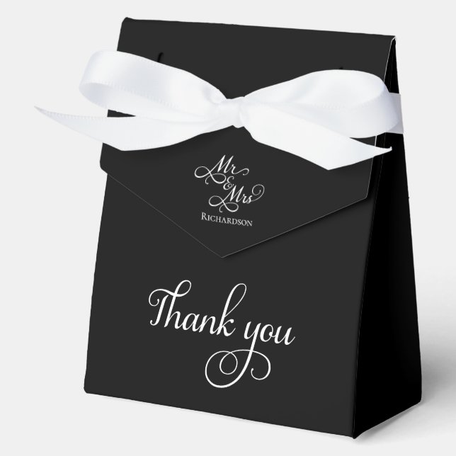 Elegantes Schwarz und Weiß Danke für Ihre Hochzeit Geschenkschachtel (Vorderseite)