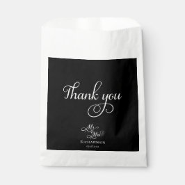Elegantes Schwarz und Weiß Danke für Ihre Hochzeit Geschenktütchen