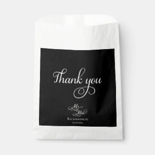 Elegantes Schwarz und Weiß Danke für Ihre Hochzeit Geschenktütchen