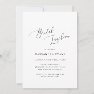 Elegantes Schwarz und Weiß Einfache Bridal Luncheo Einladung