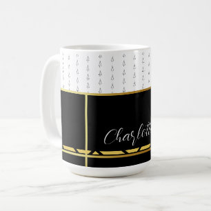 Elegantes Schwarz und Weiß mit Gold Kaffeetasse