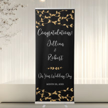 Elegantes Schwarz und Weiß mit goldenen Blätter Ho