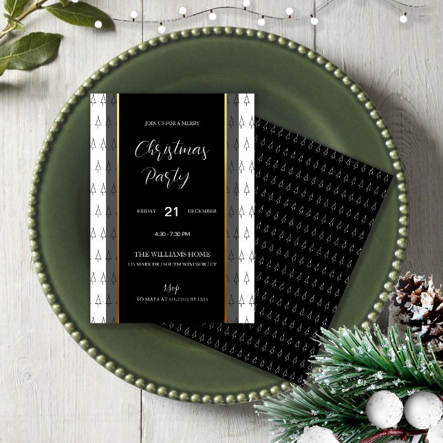 Elegantes Schwarz und Weiß mit goldenen Details Einladung (Von Creator hochgeladen)