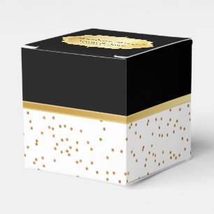 Elegantes Schwarz und Weiß mit goldenen Konfetti-P Geschenkschachtel