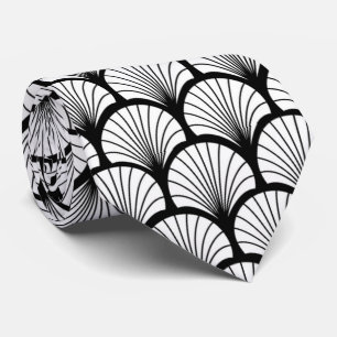 elegantes Schwarz-Weiß-Art-Deco-Muster Krawatte