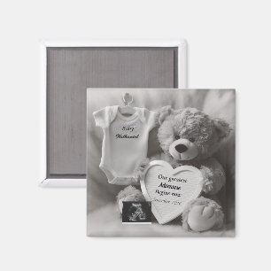 Elegantes Schwarz-Weiß-Baby-Ankündigungsgeschenk Magnet