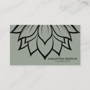 Elegantes Schwarz-Weiß-Blumen-Logo Yoga Visitenkarte