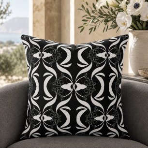 Elegantes Schwarz-Weiß-Blumenmuster-Stil Kissen