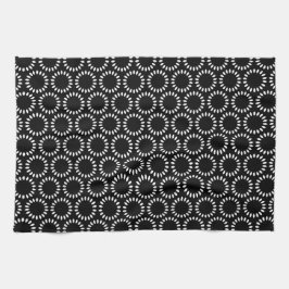 Elegantes Schwarz-Weiß-Blütenblatt-Mandala-Muster Geschirrtuch