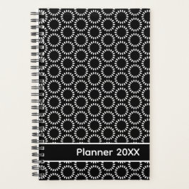 Elegantes Schwarz-Weiß-Blütenblatt-Mandala-Muster Planer