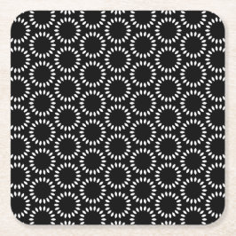 Elegantes Schwarz-Weiß-Blütenblatt-Mandala-Muster Rechteckiger Pappuntersetzer