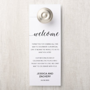 Elegantes Schwarz-weiß Dankeschön Hotel Hochzeiten Türanhänger