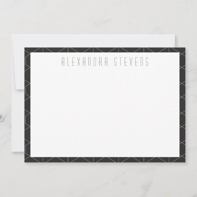 Elegantes Schwarz-Weiß-Déco Personalisiert Mitteilungskarte (Vorderseite)