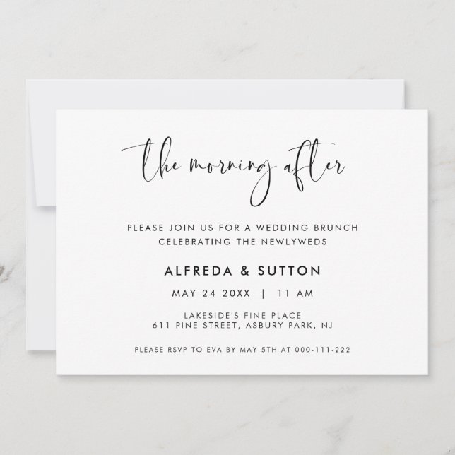 Elegantes Schwarz & Weiß Der Nachmittag Einladung (Vorderseite)