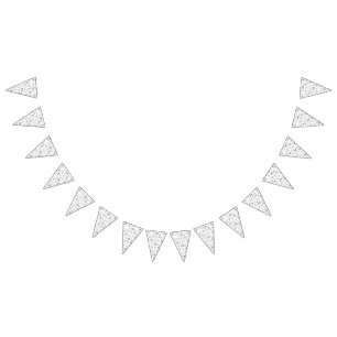 Elegantes Schwarz-Weiß-Design mit Blumendarstellun Wimpelkette