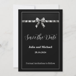 Elegantes Schwarz-Weiß-Design Save the Date Einladung