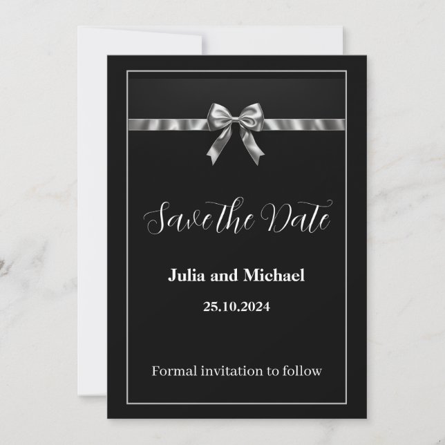 Elegantes Schwarz-Weiß-Design Save the Date Einladung (Vorderseite)