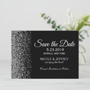 Elegantes Schwarz-Weiß-Diamant-Hochzeitdatum Geret Save The Date