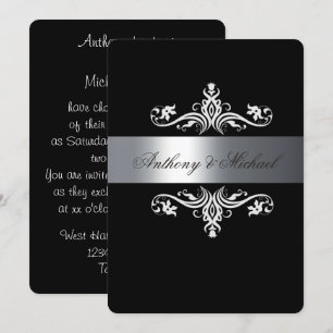 Elegantes Schwarz/Weiß, Einladung zur Hochzeit
