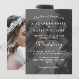 Elegantes Schwarz-Weiß-Foto Einladung zur Hochzeit