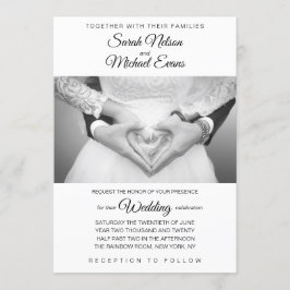 Elegantes Schwarz-Weiß-Foto Hochzeit Einladung